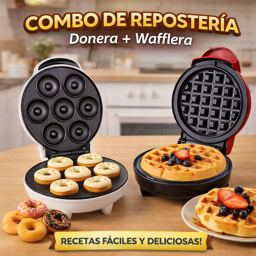 🍩🧇 Máquina Mini Donas + Mini Waflera | Combo Repostería