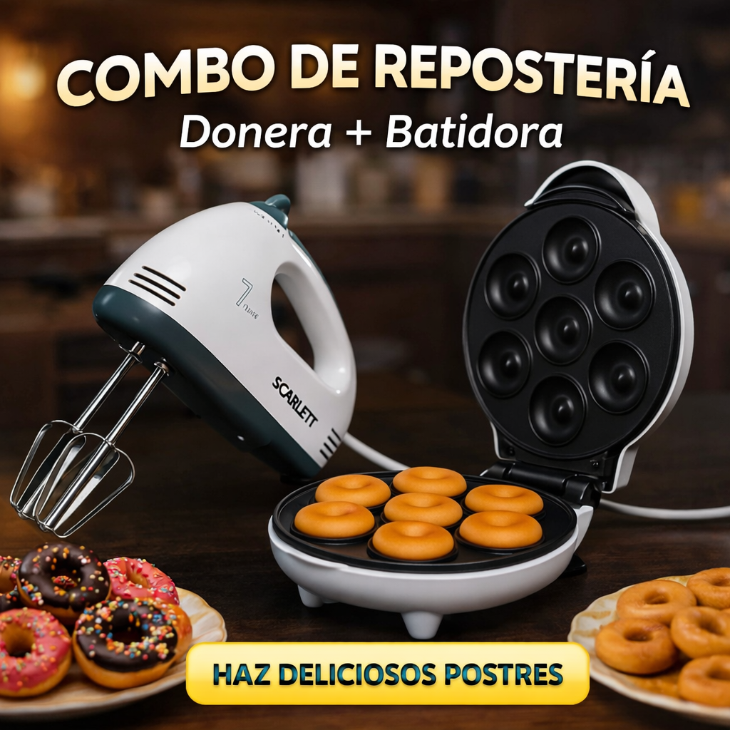 🍩🥣 Combo Máquina de Donas 7 Puestos + Batidora Scarlett