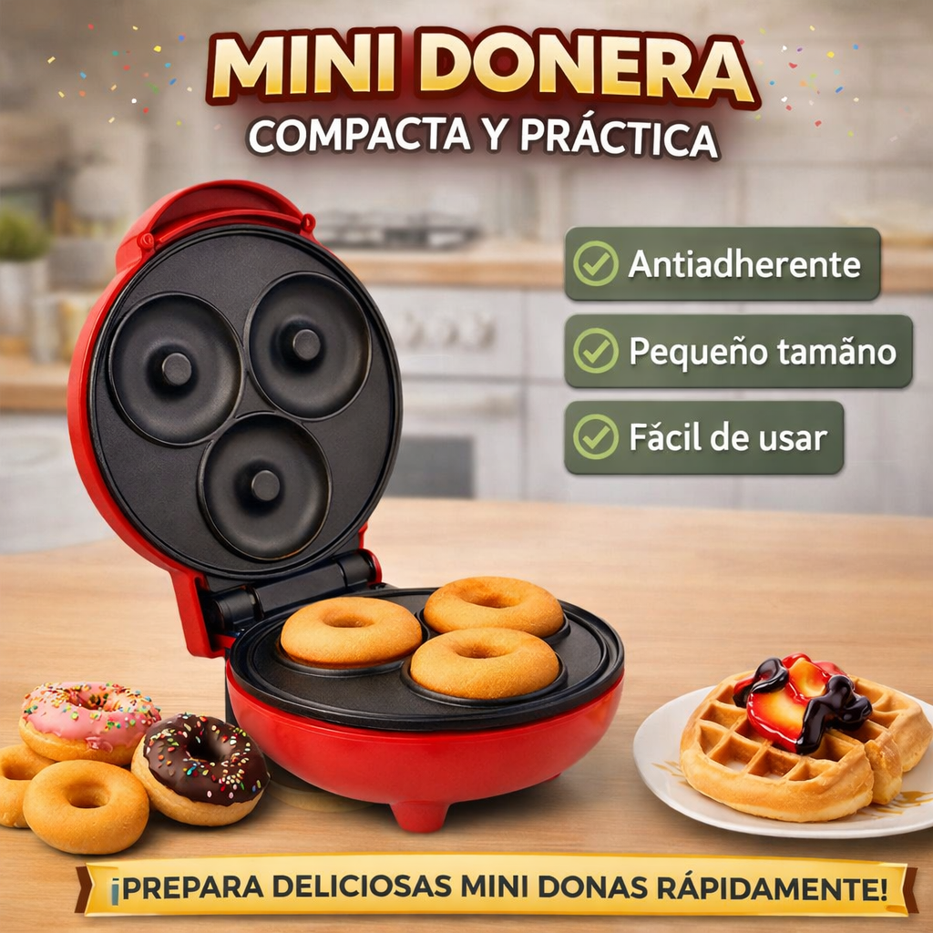 🍩 Máquina de Mini Donas 3 Puestos | Compacta y Rápida