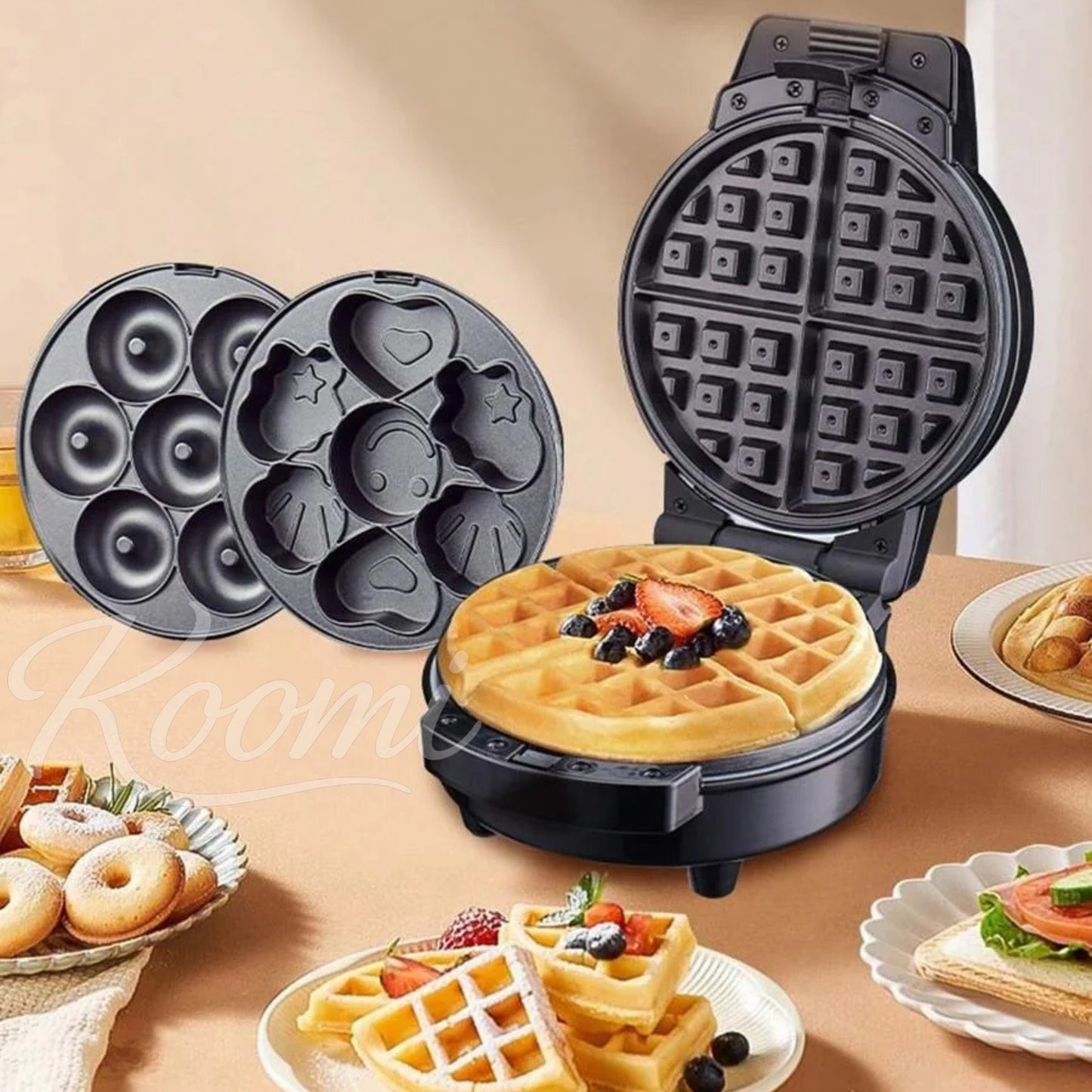 Waflera Sokany 3 en 1 🍩 Donas, Waffles y Cupcakes