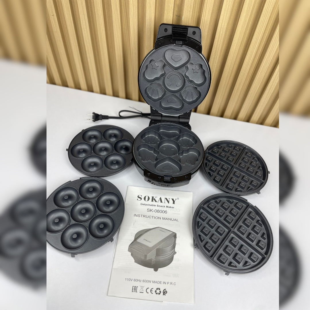 Waflera Sokany 3 en 1 🍩 Donas, Waffles y Cupcakes