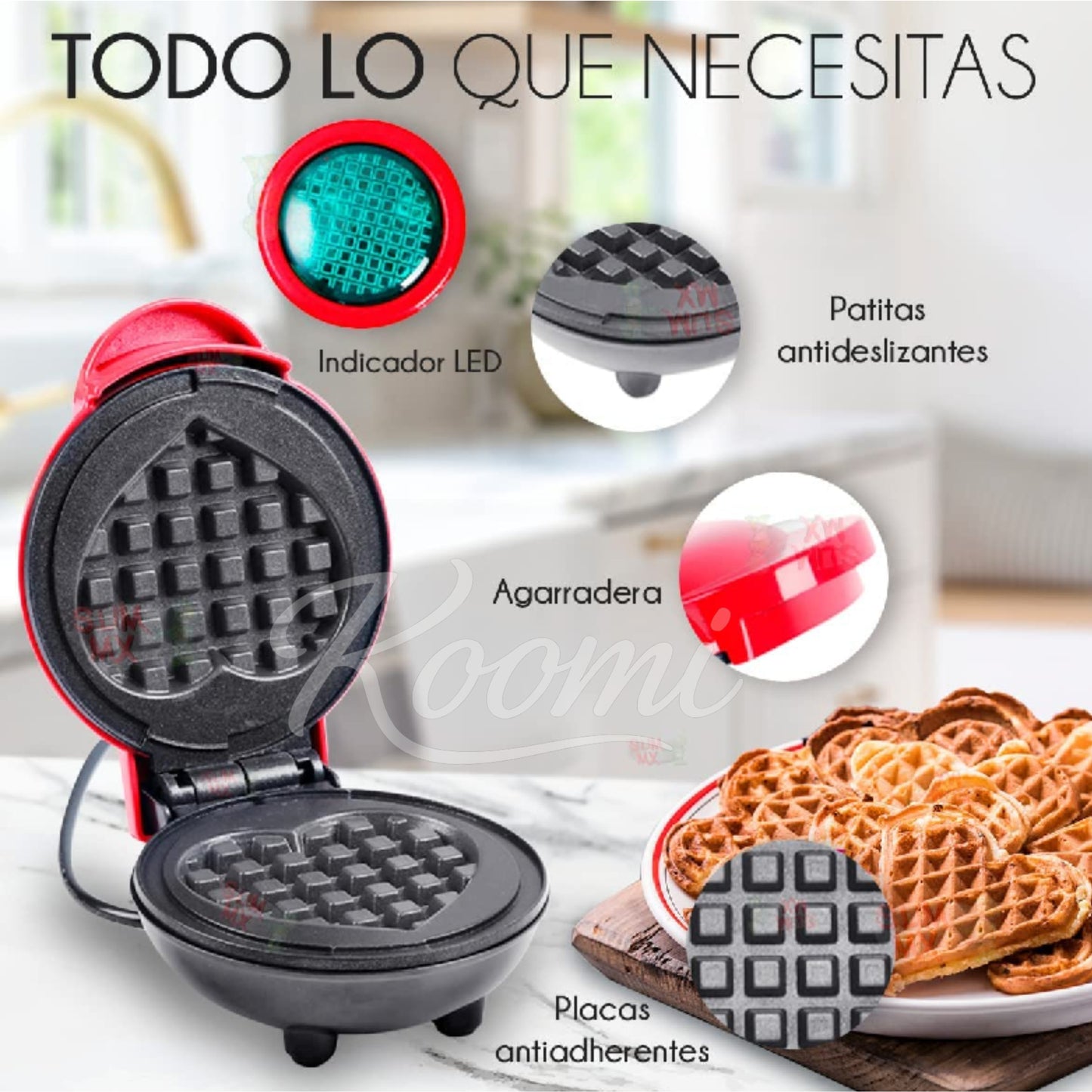 Waflera Eléctrica ❤️ Forma de Corazón