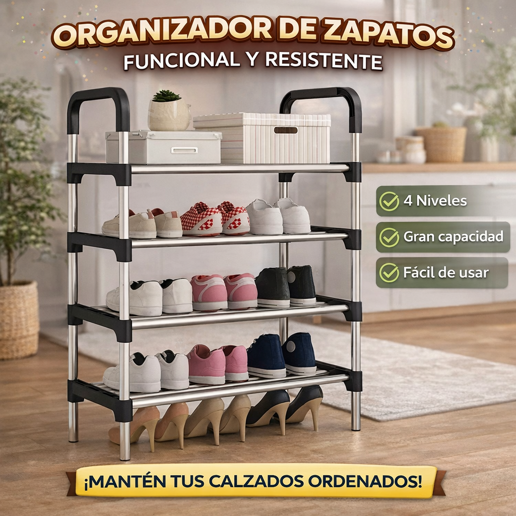 👟🗄️ Zapatero 4 Niveles Organizador | Ajustable y Fácil de Ensamblar