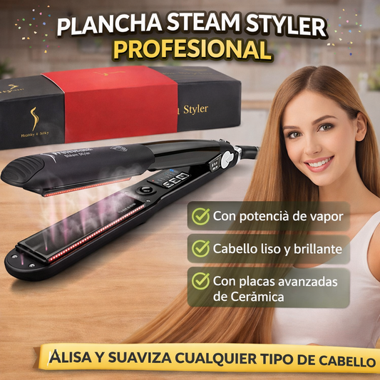 💨 Plancha Steam Styler Profesional | Vapor y Brillo